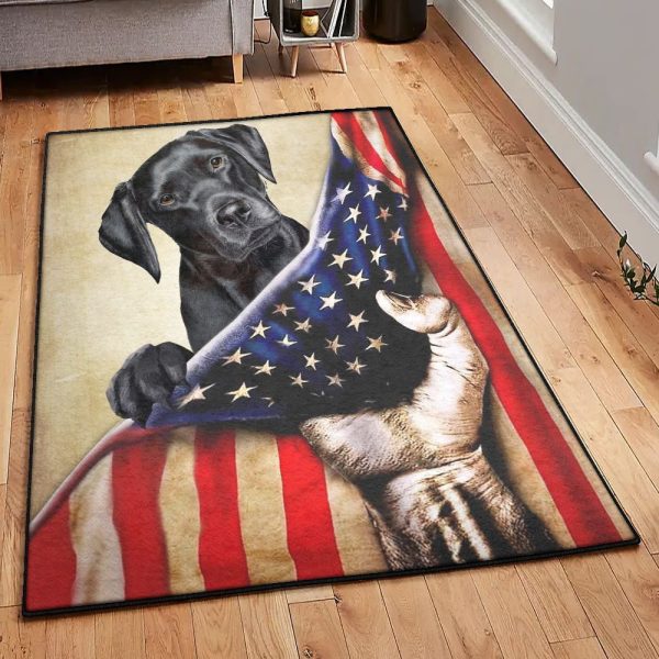 Labs Dog Dining Room Rug Labrador Retriever Black Labrador Retriever Flag Rug Rectangle Rugs Washable Area Rug Non-Slip Carpet For Living Room Bedroom