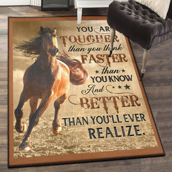 Riding Horse Large Horse You Are Tougher Rug Rectangle Rugs Washable Area Rug Non-Slip Carpet For Living Room Bedroom