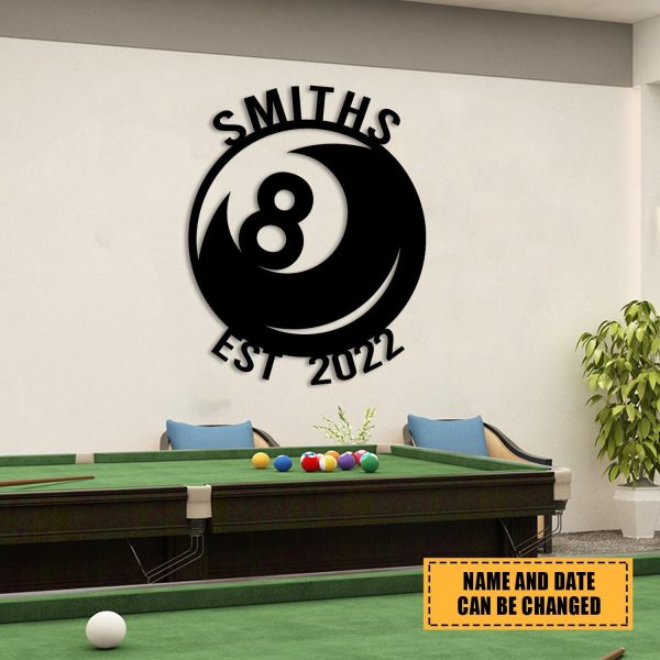 Customized Name And Est Date Billards Ball Metal Sign Laser Cut Metal