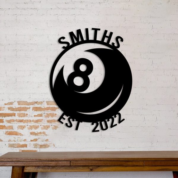 Customized Name And Est Date Billards Ball Metal Sign Laser Cut Metal - Image 3