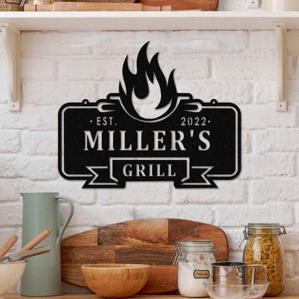 Personalized Family Name Bar Grill Metal Sign Monogram, Metal Laser Cu - Image 3