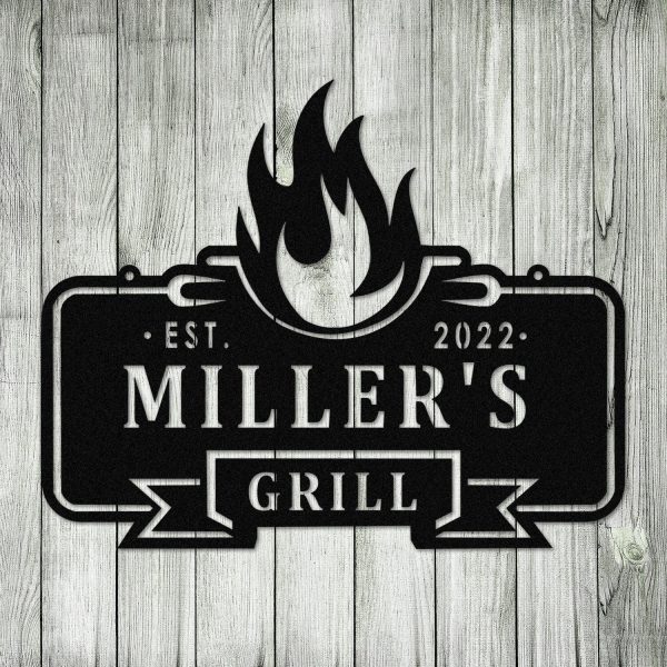 Personalized Family Name Bar Grill Metal Sign Monogram, Metal Laser Cu - Image 2