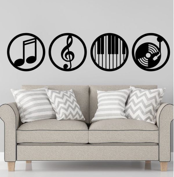 Four Piece Music Metal Wall Decor Music Four Piece Musical Metal Wall