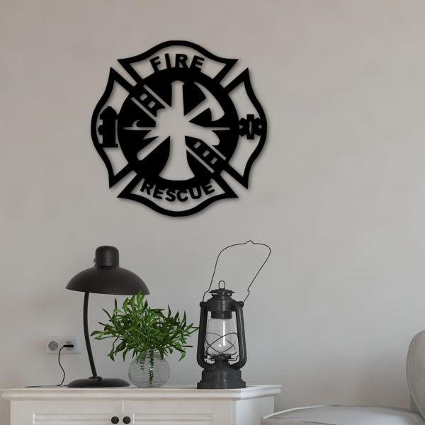 Fire Department Metal Sign Maltese Badge Fire Dept Sign Gift For Firef