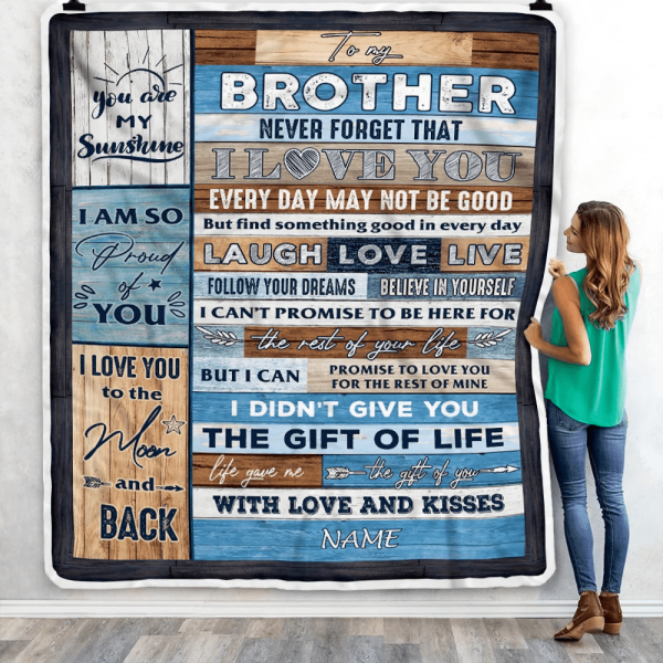 Personalized To My Brother Blanket From Sister Brother I Love You Wood - Image 5