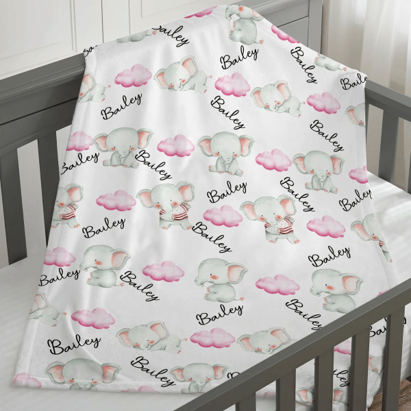 Personalized Baby Blankets Elephant So Cute Personalized Baby Boy And - Image 3