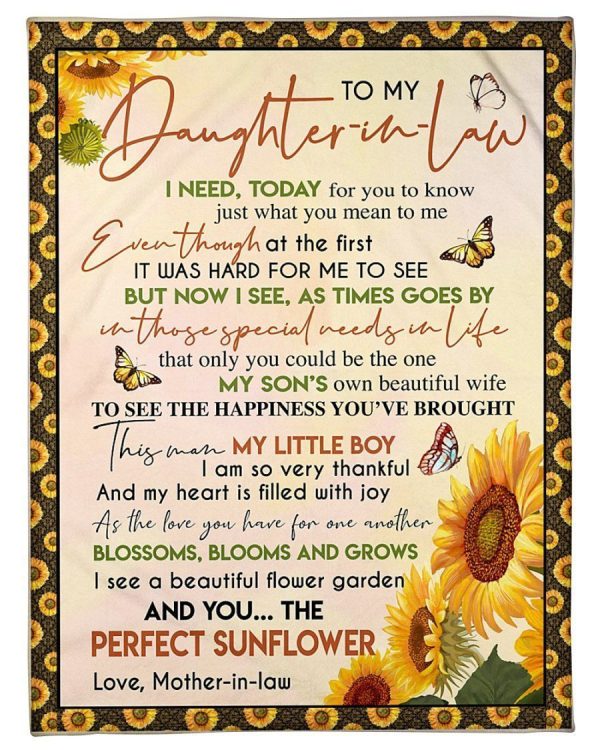 You Are Perfect Sunflower Lovely Message For Daughter-in-law Fleece Bl