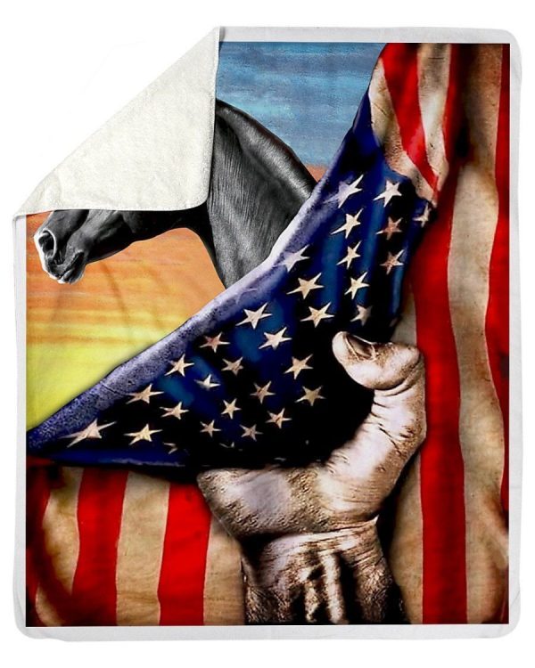 American Flag Horse Freedom Hope Custom Design For Horse Lovers Fleece