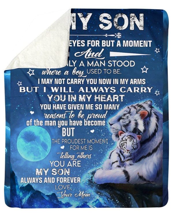 Tiger I Closed My Eyes Mummy To Son Fleece Blanket Sherpa Blanket