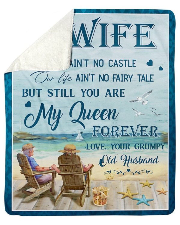 Beach Still You Are My Queen Old Husband To Wife Sherpa Blanket