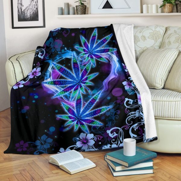 Blue Weed Plant Paisley Fleece Blanket Fleece Blanket