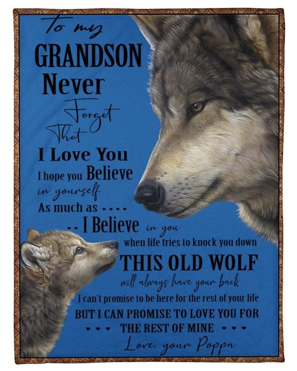 Wolves Love Message Of Poppa To Grandson Fleece Blanket