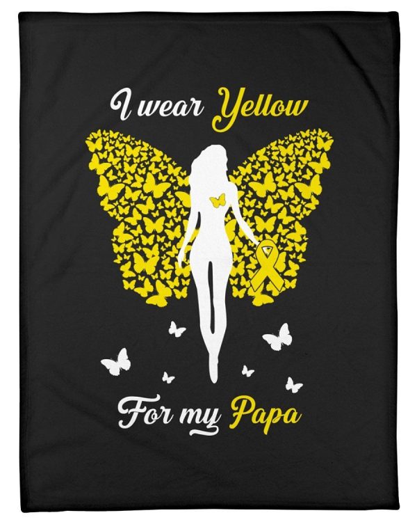 I Wear Yellow Ribbon For My Papa Gifts Fleece Blanket