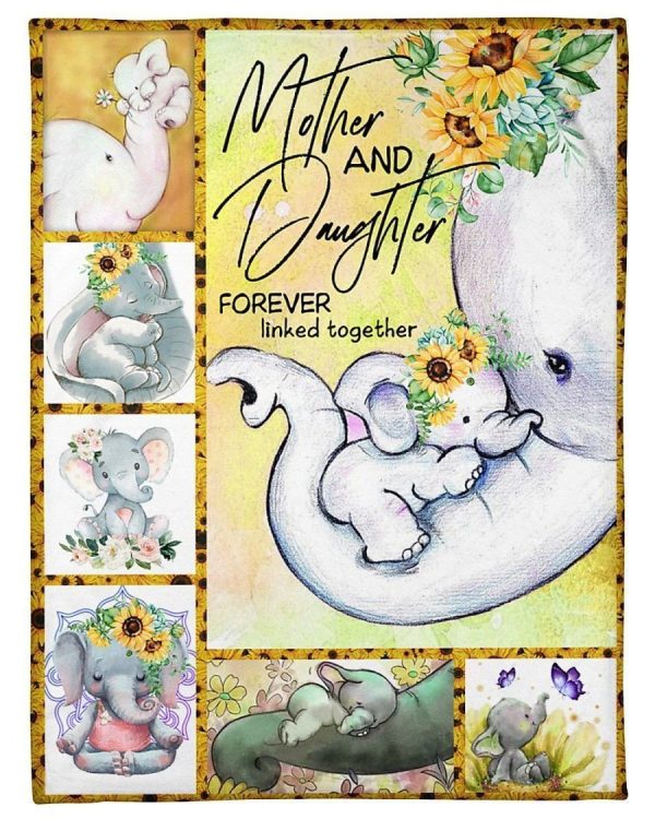 Elephant Fleece Blanket Mother And Daughter Forever Linked Together