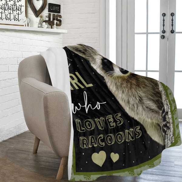 Just A Girl Who Loves Raccoons Fleece Blanket - Image 4