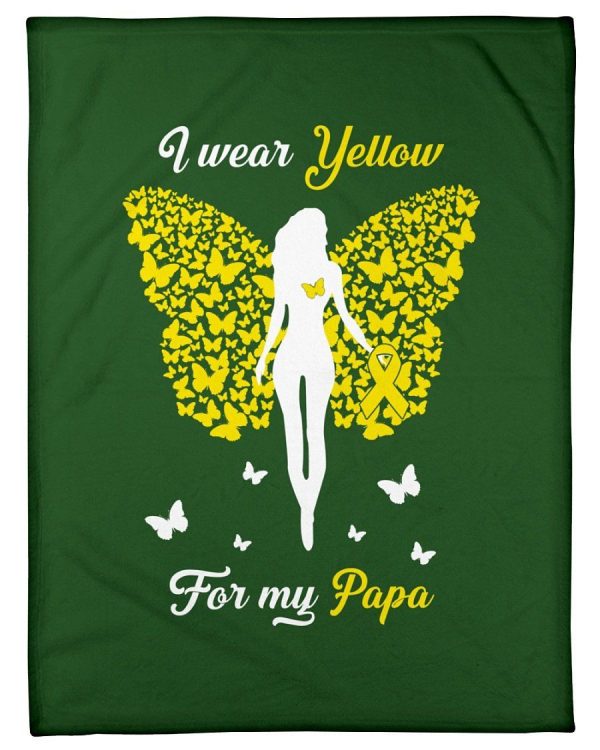 I Wear Yellow Ribbon For My Papa Gifts Fleece Blanket - Image 2