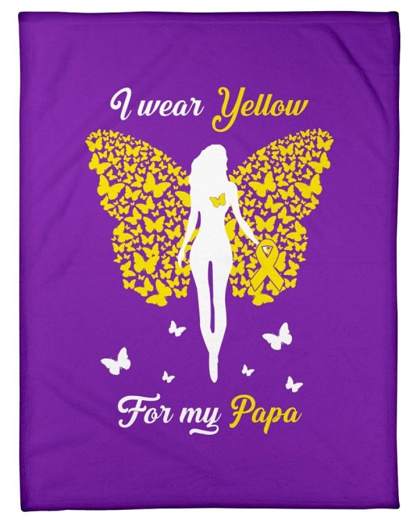 I Wear Yellow Ribbon For My Papa Gifts Fleece Blanket - Image 3