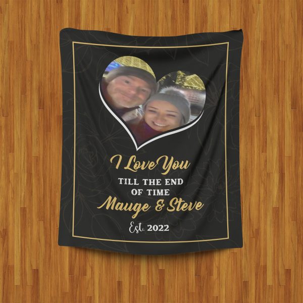 Customized Couples Photo Blanket, To My Wife Personalized Blanket For