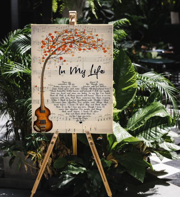 In My Life Lyrics Guitar For The Beatles Fan Canvas Gallery Painting Wrapped Canvas Framed Prints, Canvas Paintings - Image 2