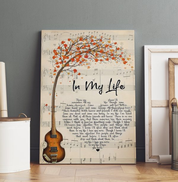 In My Life Lyrics Guitar For The Beatles Fan Canvas Gallery Painting Wrapped Canvas Framed Prints, Canvas Paintings - Image 3