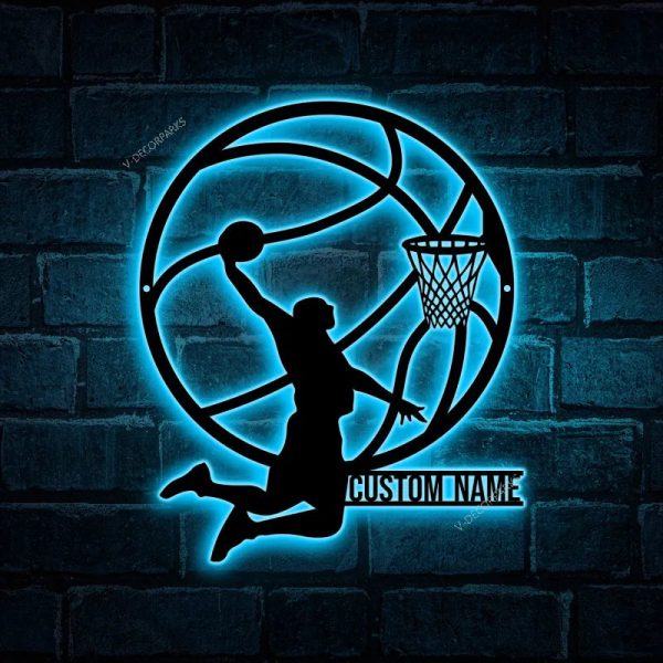 Custom Male Basketball Metal Sign With Led Lights, Personalized Basket - Image 2