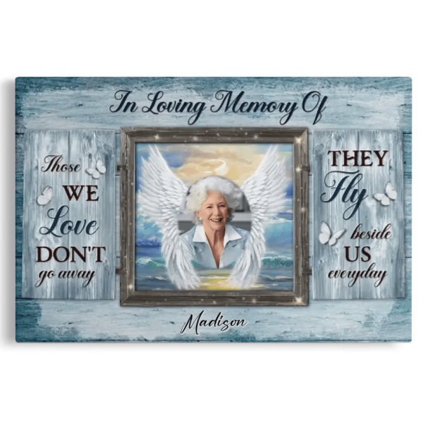 Personalized Canvas Prints, Custom Photos, Remembrance Gift, In Loving Memory, Gift For Sympathy Angel Wings Wall Art Dem Canvas - Image 4