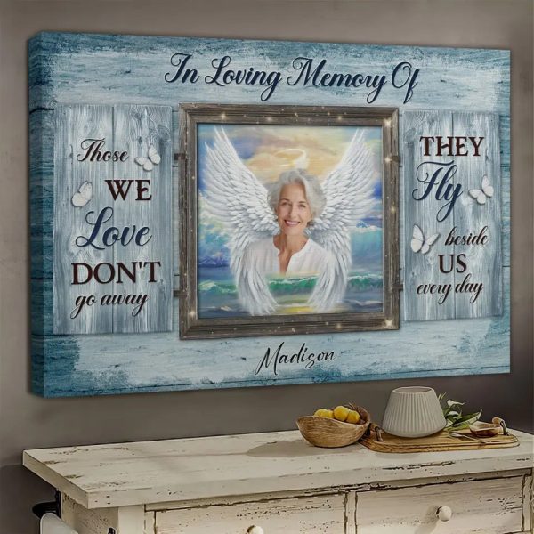 Personalized Canvas Prints, Custom Photos, Remembrance Gift, In Loving Memory, Gift For Sympathy Angel Wings Wall Art Dem Canvas - Image 3