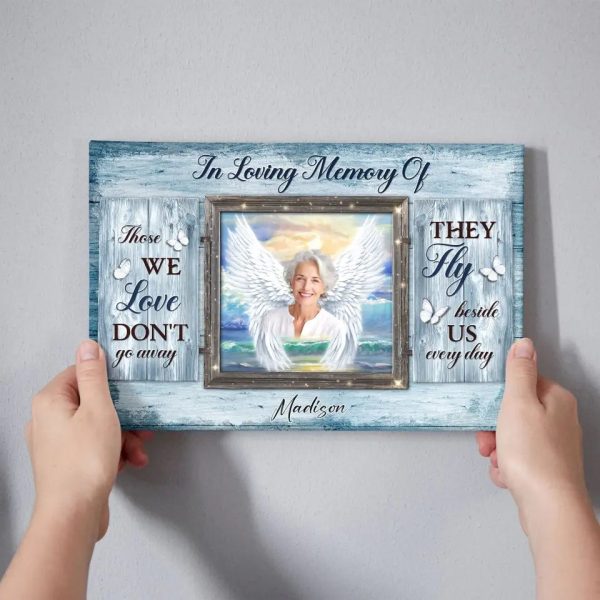 Personalized Canvas Prints, Custom Photos, Remembrance Gift, In Loving Memory, Gift For Sympathy Angel Wings Wall Art Dem Canvas - Image 6