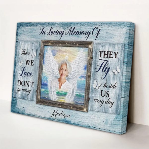 Personalized Canvas Prints, Custom Photos, Remembrance Gift, In Loving Memory, Gift For Sympathy Angel Wings Wall Art Dem Canvas - Image 8