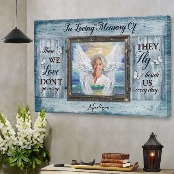 Personalized Canvas Prints, Custom Photos, Remembrance Gift, In Loving Memory, Gift For Sympathy Angel Wings Wall Art Dem Canvas