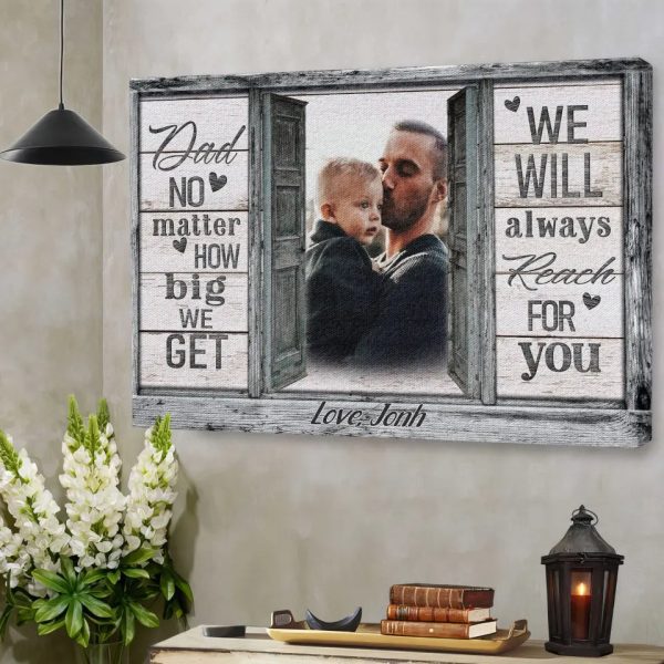 Personalized Canvas Prints, Custom Photo And Name, Father's Day Gift, Love Dad, Dad No Matter How Big We Get Dem Canvas - Image 3