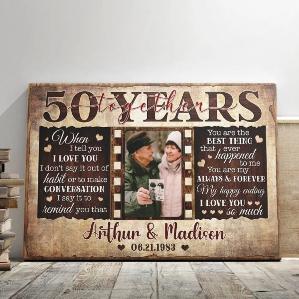 Personalized Canvas Prints, Custom Photos, Couple Gifts, Wedding Gifts, Unique 50 Years Anniversary Gift Dem Canvas - Image 2