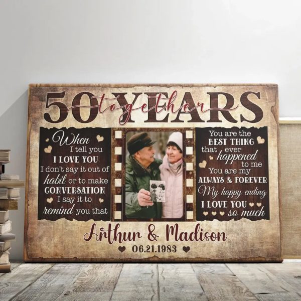 Personalized Canvas Prints, Custom Photos, Couple Gifts, Wedding Gifts, Unique 50 Years Anniversary Gift Dem Canvas - Image 4