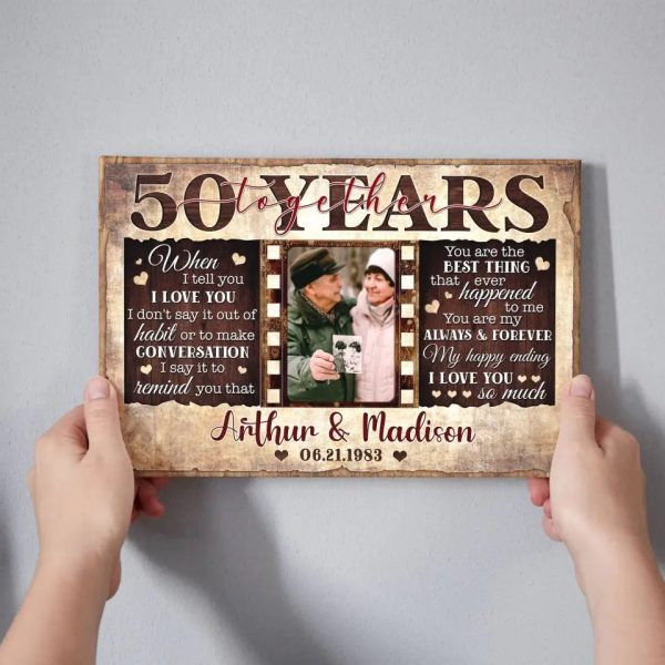 Personalized Canvas Prints, Custom Photos, Couple Gifts, Wedding Gifts, Unique 50 Years Anniversary Gift Dem Canvas - Image 5