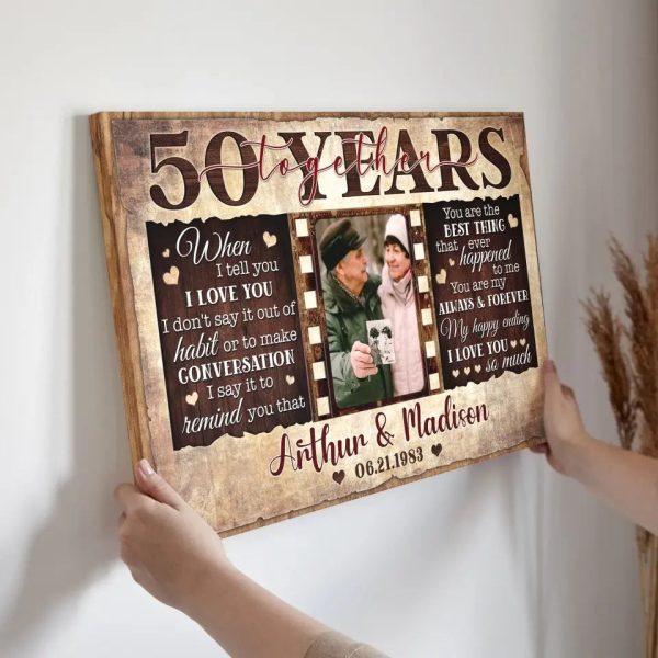 Personalized Canvas Prints, Custom Photos, Couple Gifts, Wedding Gifts, Unique 50 Years Anniversary Gift Dem Canvas - Image 6