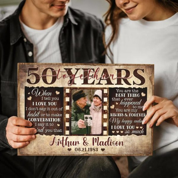 Personalized Canvas Prints, Custom Photos, Couple Gifts, Wedding Gifts, Unique 50 Years Anniversary Gift Dem Canvas - Image 7