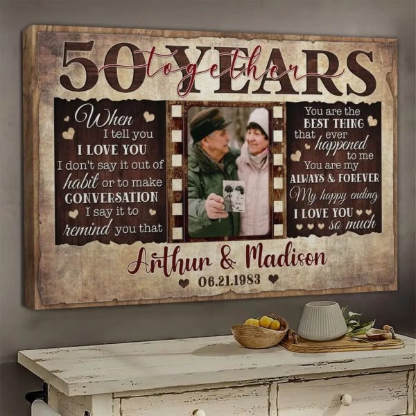 Personalized Canvas Prints, Custom Photos, Couple Gifts, Wedding Gifts, Unique 50 Years Anniversary Gift Dem Canvas - Image 8