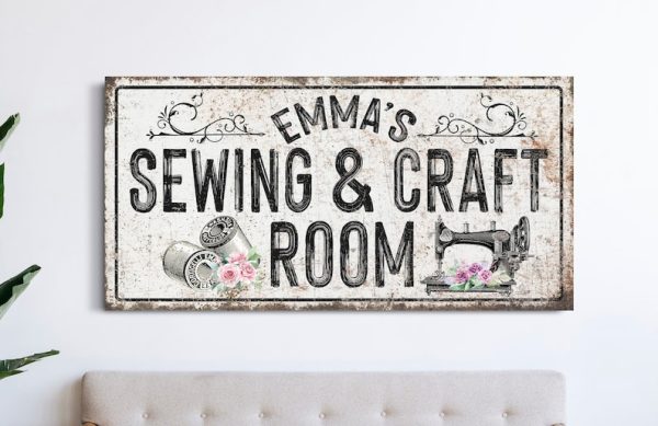 Custom Sewing And Craft Room Sign, Personalized Canvas Living Room Sig - Image 2