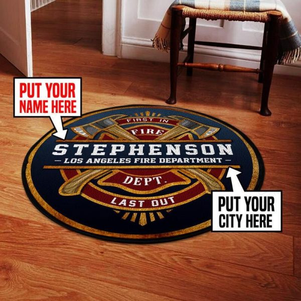 Personalized Firefighter Brotherhood Living Room Round Mat Circle Rug - Image 3