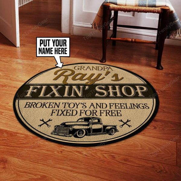 Personalized Fixing Shop Broken Toy's And Feeling Living Room Round Mat Circle Rug - Image 2