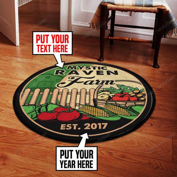 Personalized Farm Living Room Round Mat Circle Rug - Image 2