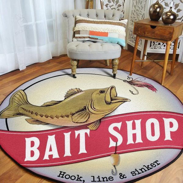 Bail Shop Fishing Round Mat Round Floor Mat Room Rugs Carpet Outdoor Rug Washable Rugs - Image 2