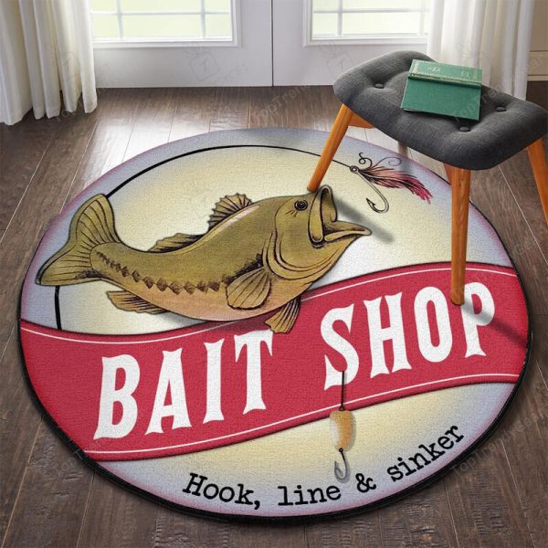 Bail Shop Fishing Round Mat Round Floor Mat Room Rugs Carpet Outdoor Rug Washable Rugs - Image 3