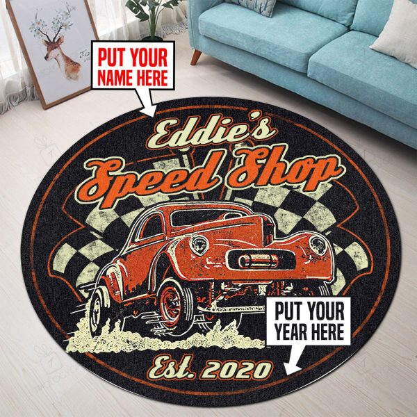 Personalized Speed Shop Round Mat Round Floor Mat Room Rugs Carpet Outdoor Rug Washable Rugs - Image 2