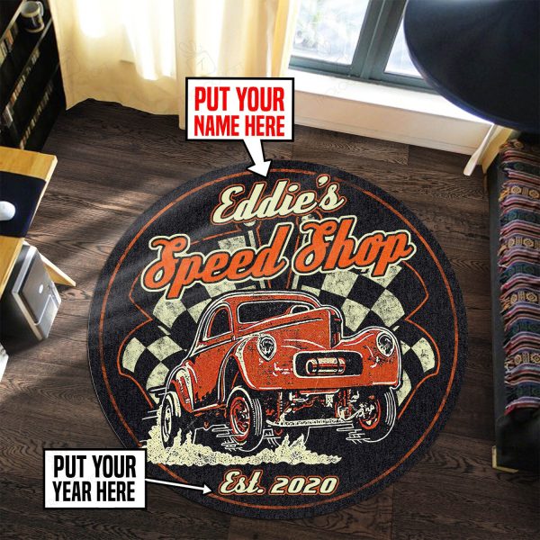 Personalized Speed Shop Round Mat Round Floor Mat Room Rugs Carpet Outdoor Rug Washable Rugs - Image 3