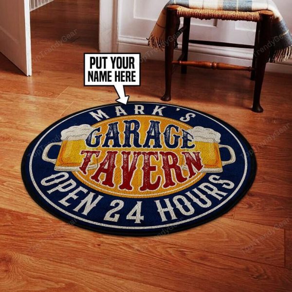 Personalized Garage Tavern Round Mat 05421 Living Room Rugs, Bedroom Rugs, Kitchen Rugs - Image 3