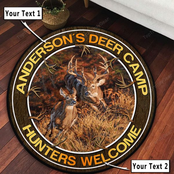 Personalized Deer Hunting Welcome Round Rug, Carpet 09803 - Image 2