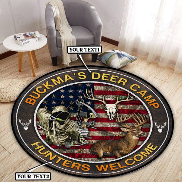 Personalized Deer Hunting Welcome Round Rug, Carpet 09803 - Image 3