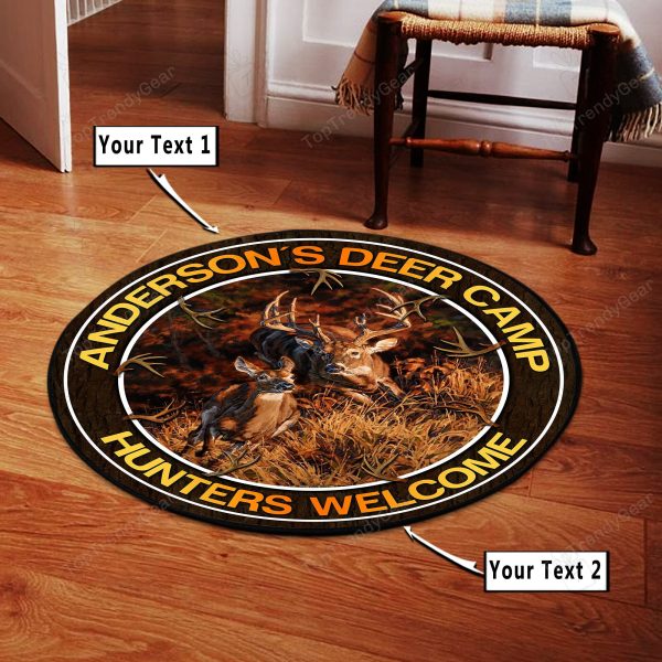 Personalized Deer Hunting Welcome Round Rug, Carpet 09803 - Image 4