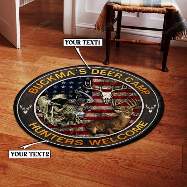 Personalized Deer Hunting Welcome Round Rug, Carpet 09803 - Image 5